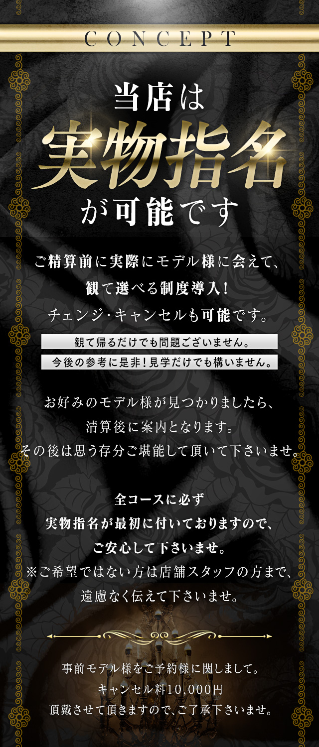 当店コンセプト(実物指名専門店)