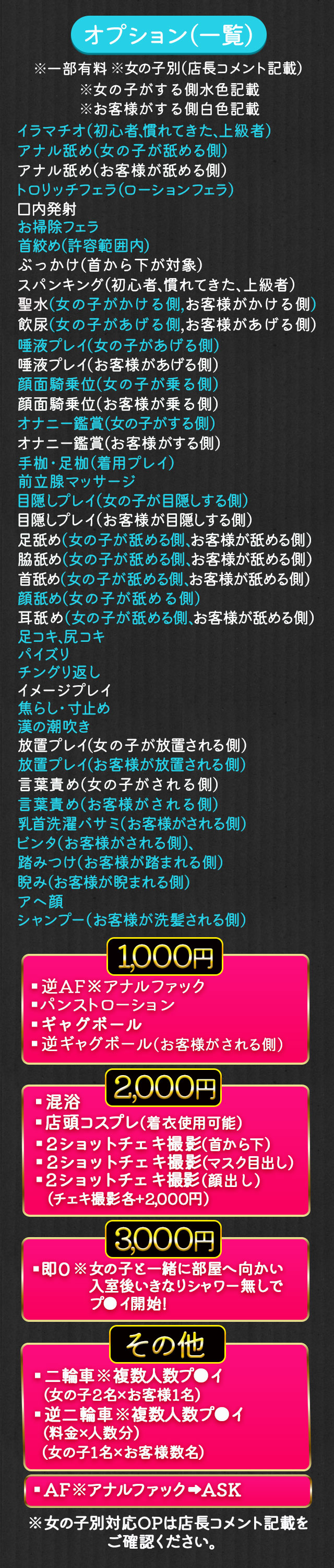 オプション(一覧)無料・有料